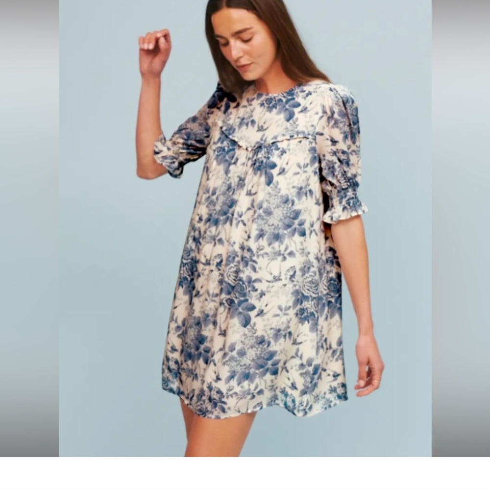 NWT REFORMATION COnrad Pompadour Floral Blue and White Dress 4 - Picture 2 of 8